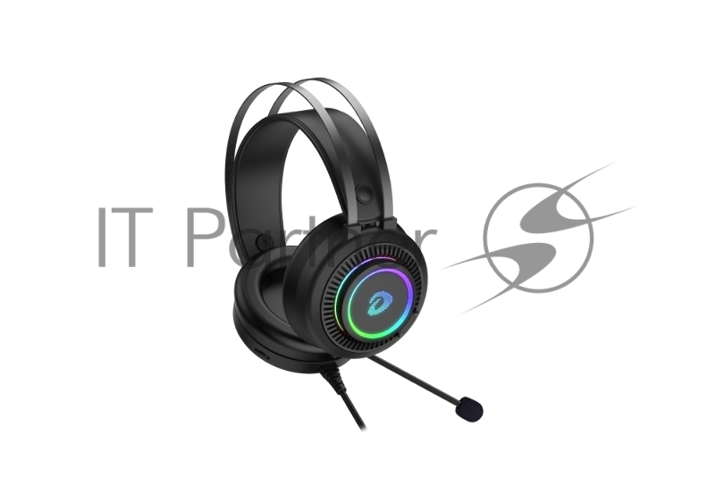 Гарнитура игровая проводная Dareu EH416 Black (черный), подсветка RGB, подключение USB+3.5мм