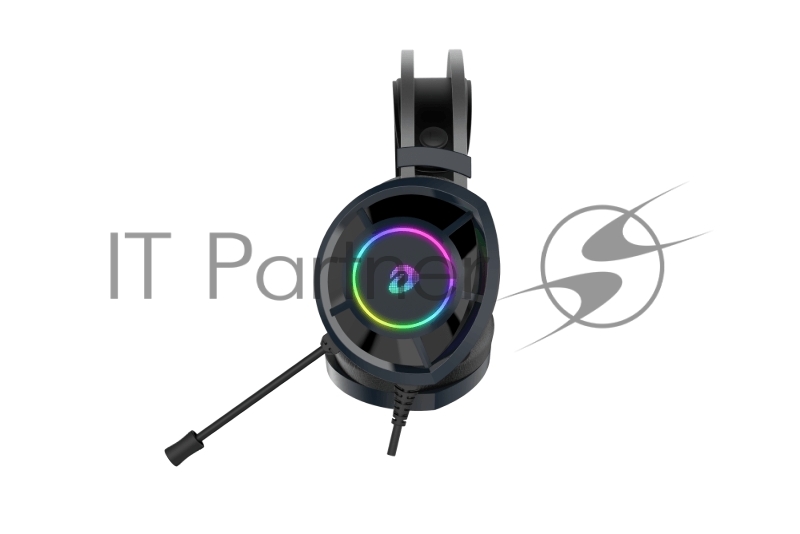 Гарнитура игровая проводная EH469 Black (черный), подсветка RGB, подключение USB, кабель 2.4м