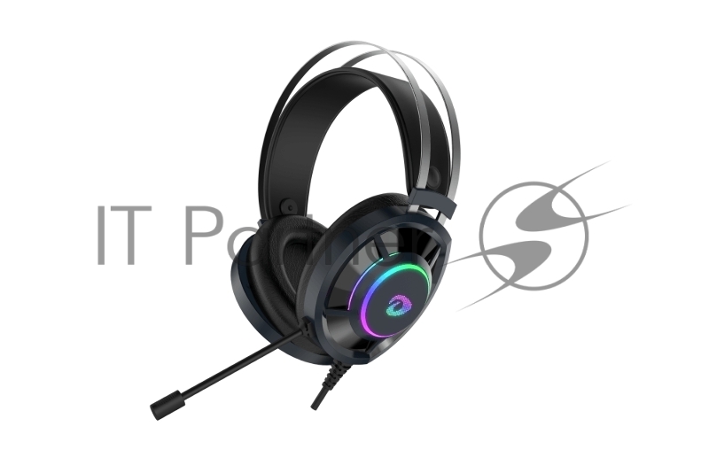 Гарнитура игровая проводная EH469 Black (черный), подсветка RGB, подключение USB, кабель 2.4м