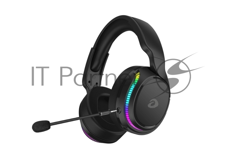 Гарнитура игровая беспроводная Dareu A710 Black (черный), подключение 5.8GHz+3.5мм+Type-C, подсветка RGB, аккумулятор 1400mAh, отсоединяемый микрофон