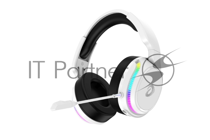 Гарнитура игровая беспроводная Dareu A710 White-Black (белый/черный), подключение 5.8GHz+3.5мм+Type-C, подсветка RGB, аккумулятор 1400mAh, отсоединяемый микрофон
