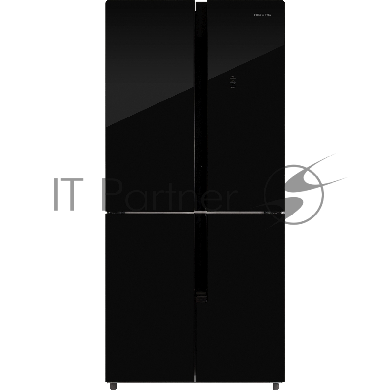 Холодильник 4-х дверный HIBERG RFQ-510DX NFGB inverter, INVERTER, Total No Frost, A+, Led освещение, Режимы «Суперзаморозка» до -30°С и «Суперохлаждение» до +2°С, бщий объем 470 л, Габариты 83*66,2*183,4 см. Цвет: Черное мерцающее стекло