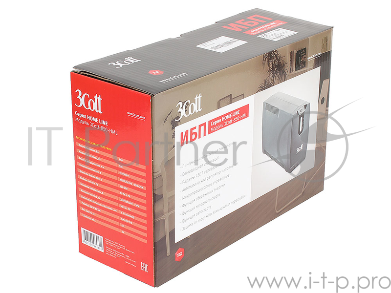 ИБП 3Cott-850-HML Home Line 850VA/510W AVR,RJ11,RJ45 (3 Euro)
