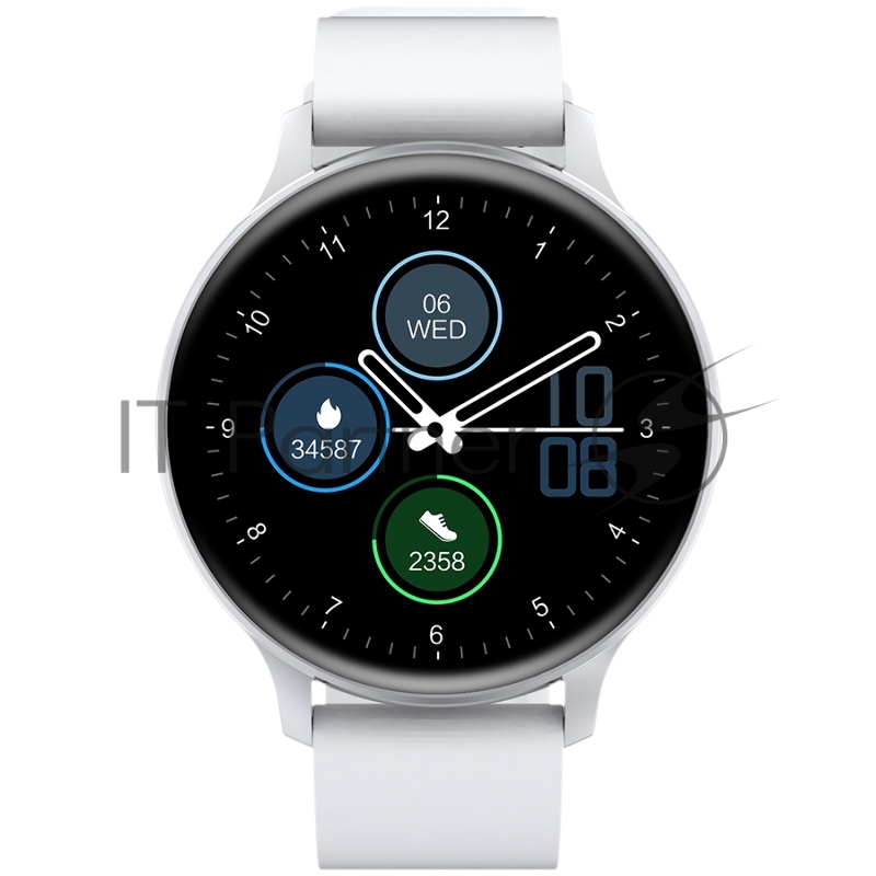 Смарт-часы Smartwatch, Realtek 8762CK, 1.28TFT 240x240px RAM : 160KB, Lithium-ion polymer battery, 3.7V 190mAh Include, Silver Zinc alloy middle frame + plastic bottom case+ white Silicone strap + silver strap buckle, 44.9x 10.9mm, strap: 20x220mm,