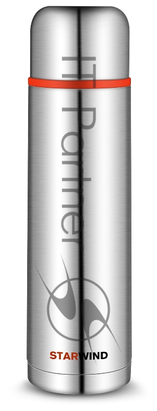 Термос Starwind 10-1000 1л. серебристый/красный картонная коробка