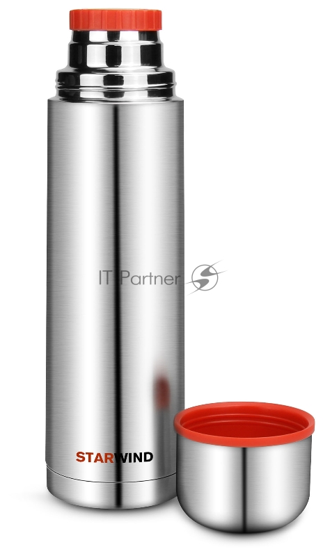 Термос Starwind 10-1000 1л. серебристый/красный картонная коробка