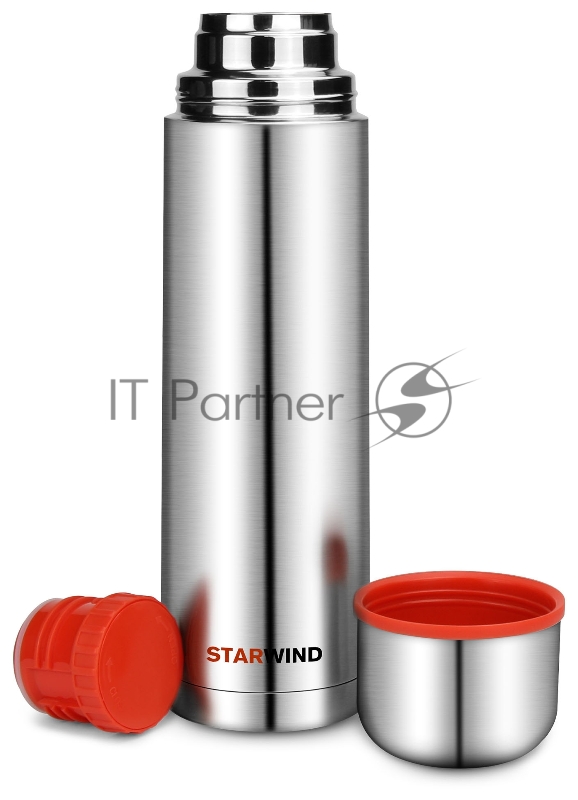 Термос Starwind 10-1000 1л. серебристый/красный картонная коробка