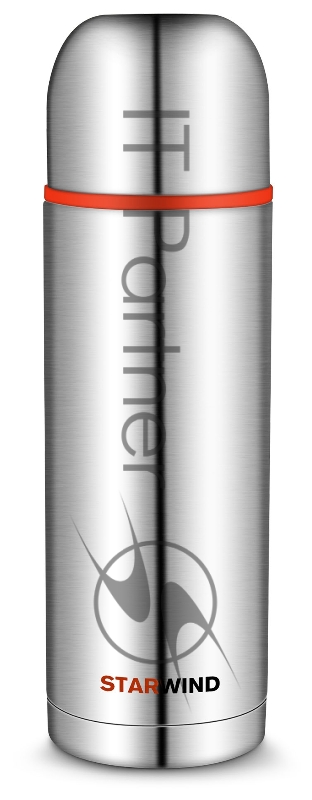 Термос Starwind 20-1000 1л. серебристый/красный картонная коробка