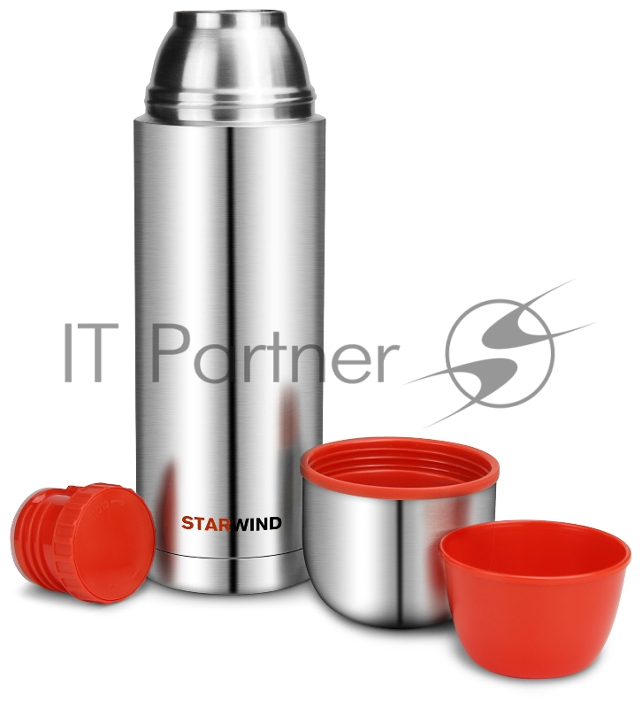 Термос Starwind 20-1000 1л. серебристый/красный картонная коробка