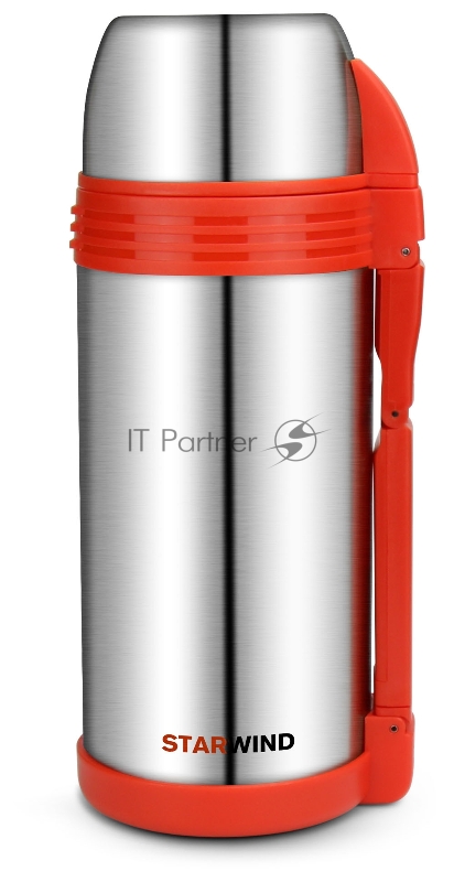 Термос Starwind 30-1500 1.5л. серебристый/красный картонная коробка