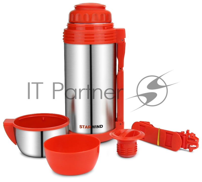 Термос Starwind 30-1500 1.5л. серебристый/красный картонная коробка