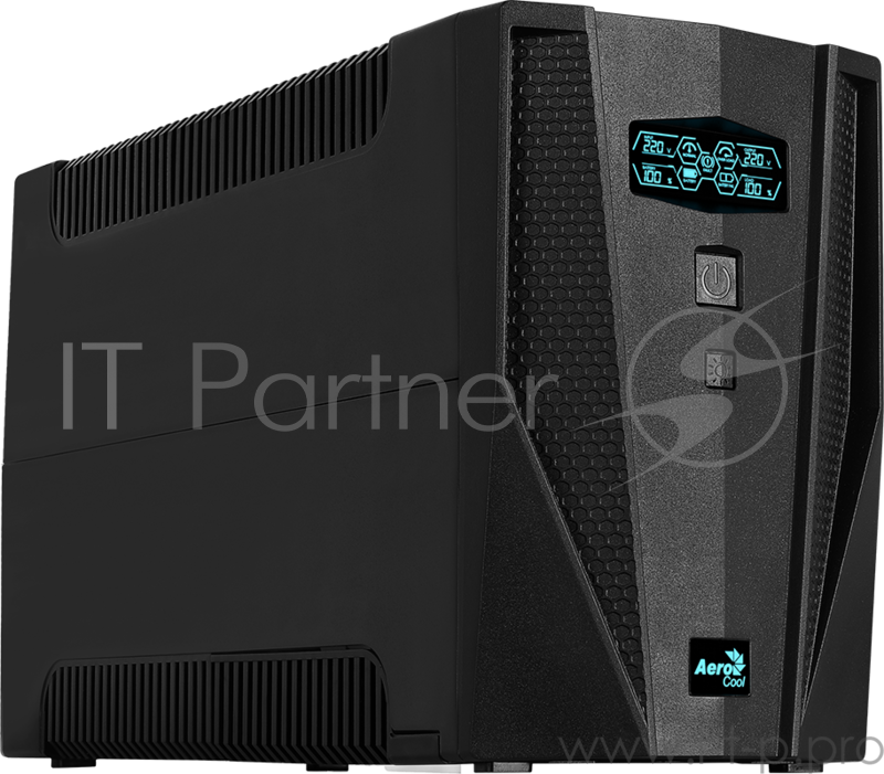 ИБП Aerocool Aero Shield C2000 , 2000 ВА / 1200 Вт, линейно-интерактивный, 2 разъёма IEC, 4 розетки