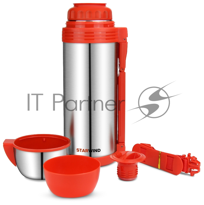 Термос Starwind 30-1800 1.8л. серебристый/красный картонная коробка