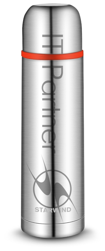 Термос для напитков Starwind 10-500 0.5л. серебристый/красный картонная коробка