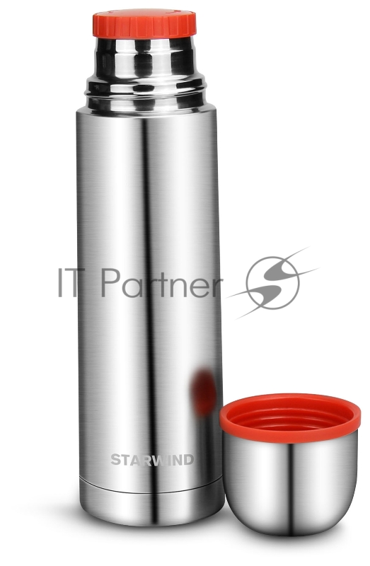 Термос для напитков Starwind 10-500 0.5л. серебристый/красный картонная коробка
