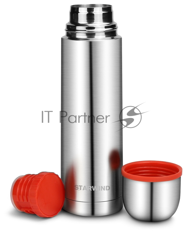 Термос для напитков Starwind 10-500 0.5л. серебристый/красный картонная коробка