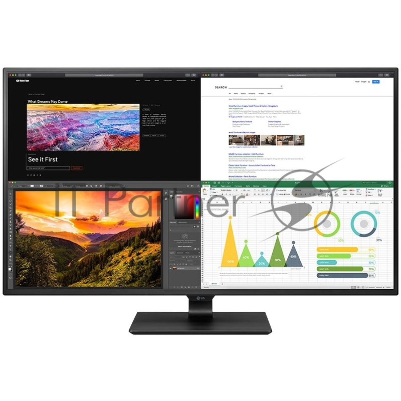 МОНИТОР 43 LG 43UN700-B Black (IPS, 3840x2160, 5 ms, 178°/178°, 400 cd/m, 100M:1, +DP, +НDMI, +MM, +USB-С, +USB 3,0x2)