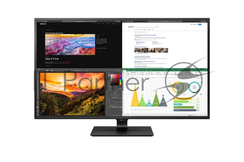 МОНИТОР 43 LG 43UN700-B Black (IPS, 3840x2160, 5 ms, 178°/178°, 400 cd/m, 100M:1, +DP, +НDMI, +MM, +USB-С, +USB 3,0x2)