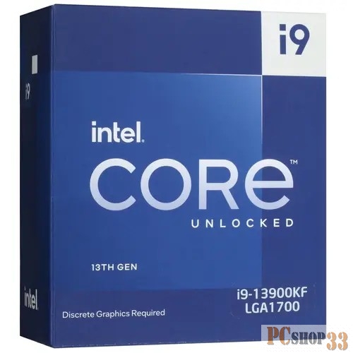 Процессор Core i9-13900KF BOX (Raptor Lake, Intel 7, C24(16EC/8PC)/T32, Efficient-core Base 2.20GHz(EC), Performance Base 3,00GHz(PC), Turbo 5,70GHz, Max Turbo 5,80GHz, Without Graphics, L2 32Mb, Cache 36Mb, Base TDP 125W, Turbo TDP 253W, w/o cooler,