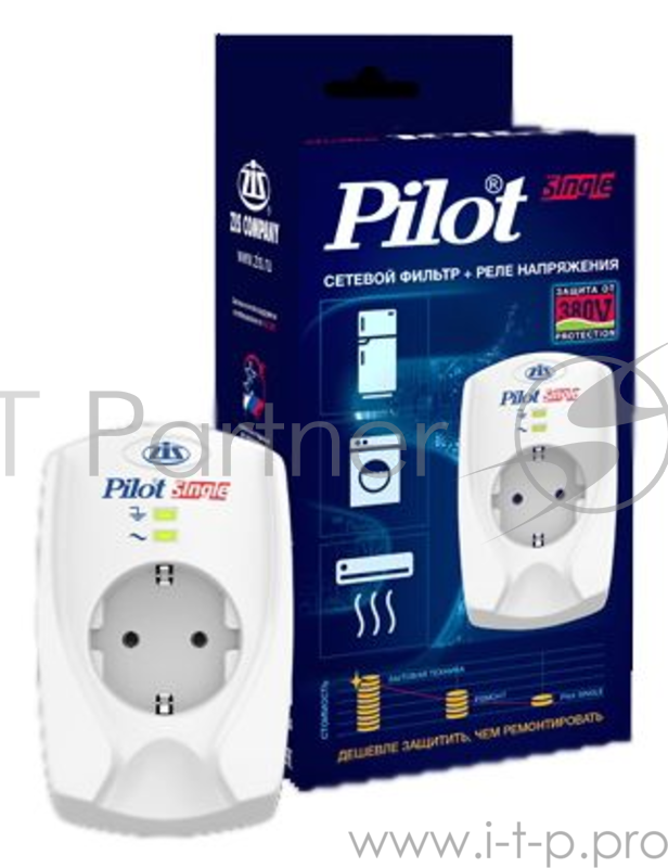 Сетевой фильтр Pilot Single (1 розетка) белый (коробка)