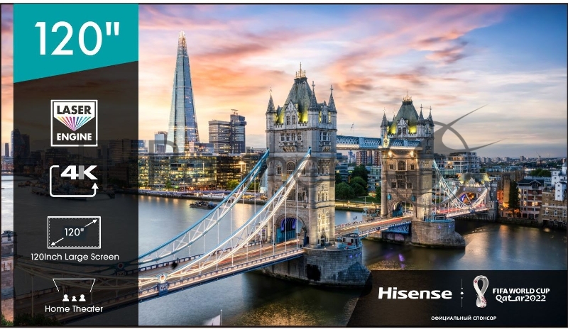 Телевизор Laser Hisense 120 120L5G черный 4K Ultra HD 60Hz DVB-T DVB-T2 DVB-C DVB-S DVB-S2 WiFi Smart TV
