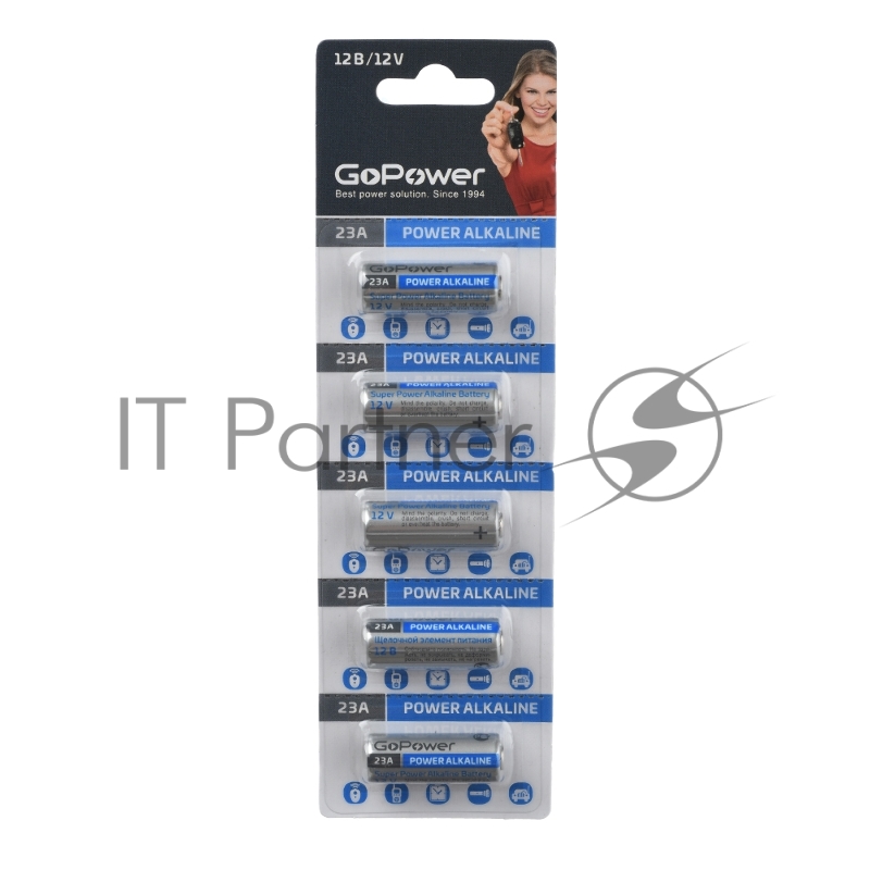 Батарейка GoPower LR27/A27/MN27 BL5 Alkaline 12V (5/100/1000)