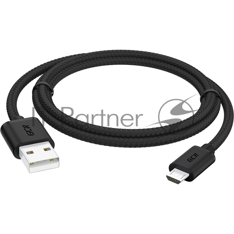 Кабель GCR 1.5m MicroUSB, быстрая зарядка, черный нейлон, GCR-54086
