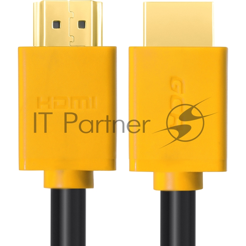 Кабель GCR 1.8m HDMI версия 1.4, черный, желтые коннекторы, OD7.3mm, 30/30 AWG, позолоченные контакты, Ethernet 10.2 Гбит/с, 3D, 4K GCR-HM440-1.8m, экран
