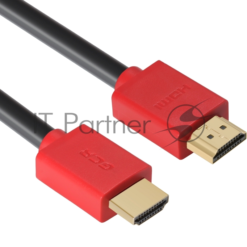 Кабель GCR 1.8m HDMI версия 1.4, черный, красные коннекторы, OD7.3mm, 30/30 AWG, позолоченные контакты, Ethernet 10.2 Гбит/с, 3D, 4K GCR-HM450-1.8m, экран