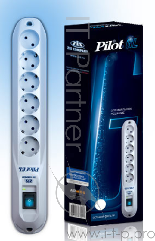 Сетевой фильтр Pilot GL 10м (6 розеток) белый (коробка)