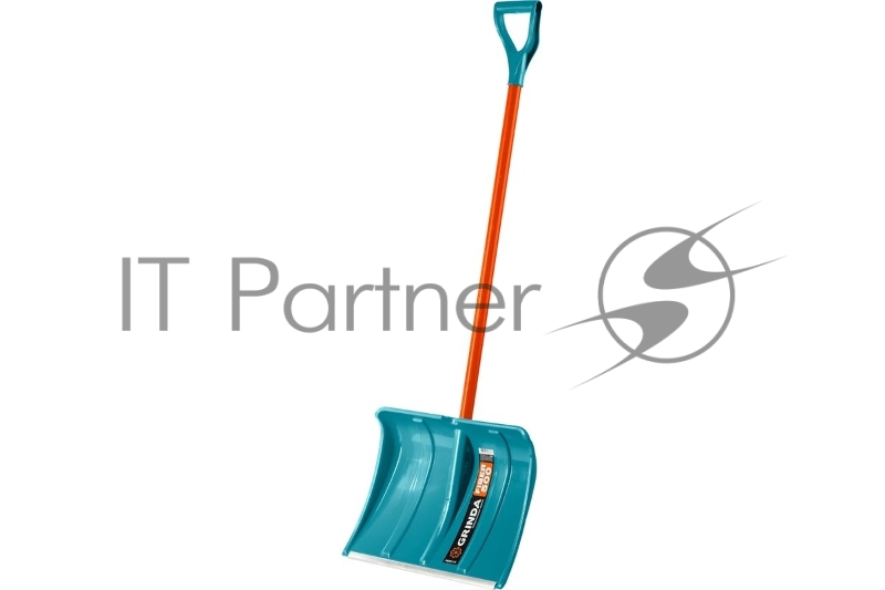 Снеговая лопата GRINDA PROLine FIBER-500 500 мм пластиковая с алюминиевой планкой, особопрочный легкий черенок из фибергласса, V-ручка