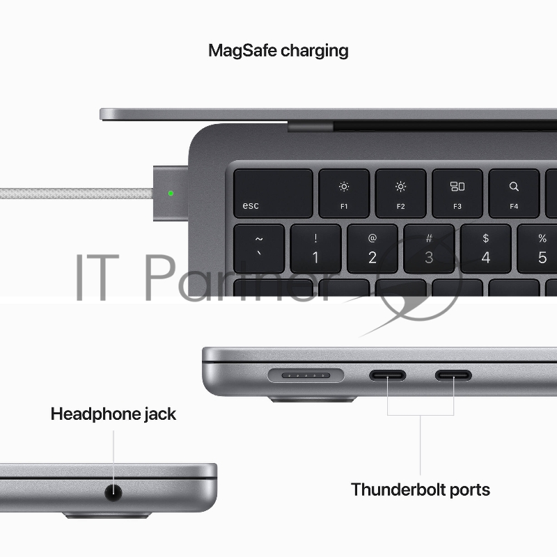 Ноутбук Apple MacBook Air A2681 M2 8 core 8Gb SSD256Gb/8 core GPU 13.6 IPS (2560x1664)/ENGKBD Mac OS grey space WiFi BT Cam (Английская клавиатура)