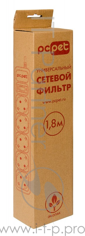 Сетевой фильтр PC Pet AP01006-E-BK 1.8м (5 розеток), входная вилка: IEC320 (Для ИБП) черный