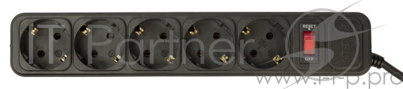 Сетевой фильтр PC Pet AP01006-E-BK 1.8м (5 розеток), входная вилка: IEC320 (Для ИБП) черный