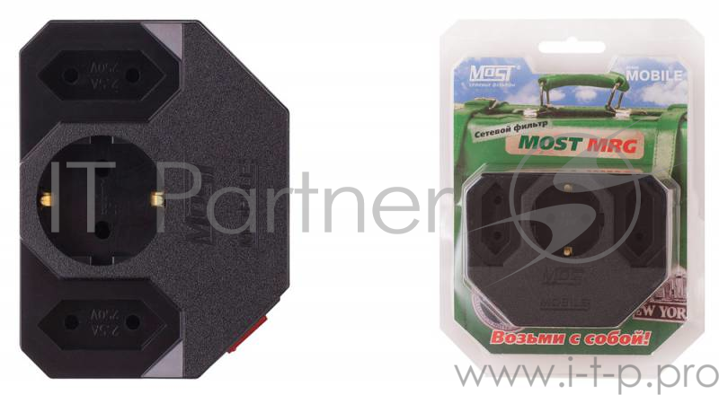 Сетевой фильтр Most MRG (3 розетки) черный (коробка)