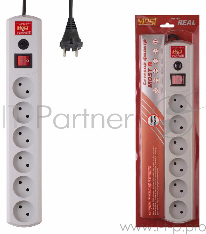 Сетевой фильтр Most RG 5м (6 розеток) белый (коробка)