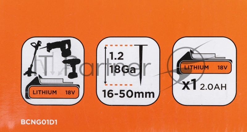 Степлер аккумуляторный Black+Decker BCNG01D1-QW гвозди тип 300 / 500