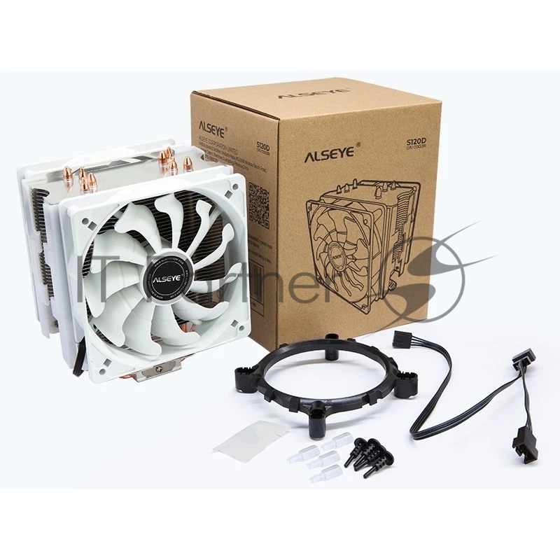 Кулер Alseye S120D-W Universal, TDP 135W, 2x120FAN, 4 heat pipe, WHITE, PWM, RTL