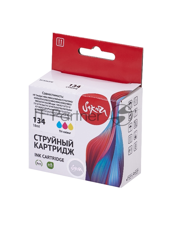 Струйный картридж Sakura C9363 (№134) для HP DeskJet 6943/ 6983/ HP Desk Jet 5943/ 6843/ 6623/ 9803/ 9803d/ 5743/ 6543/ HP PhotoSmart 8053/ 475/ 428/ 335/ 385/ 8153/ 2613 All-in-One/ 2713 All-in-One/ 8453/ 375/ 325/ HP OfficeJet 7413 All-in-One/ 7313