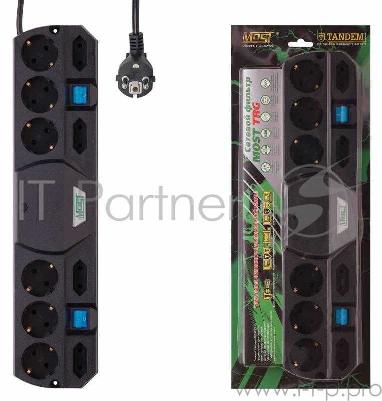 Сетевой фильтр Most TRG 2м (10 розеток) черный (коробка)