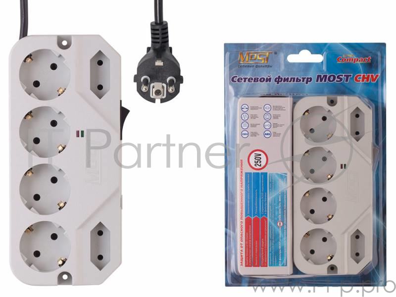 Сетевой фильтр Most СHV 2м (6 розеток) белый (коробка)
