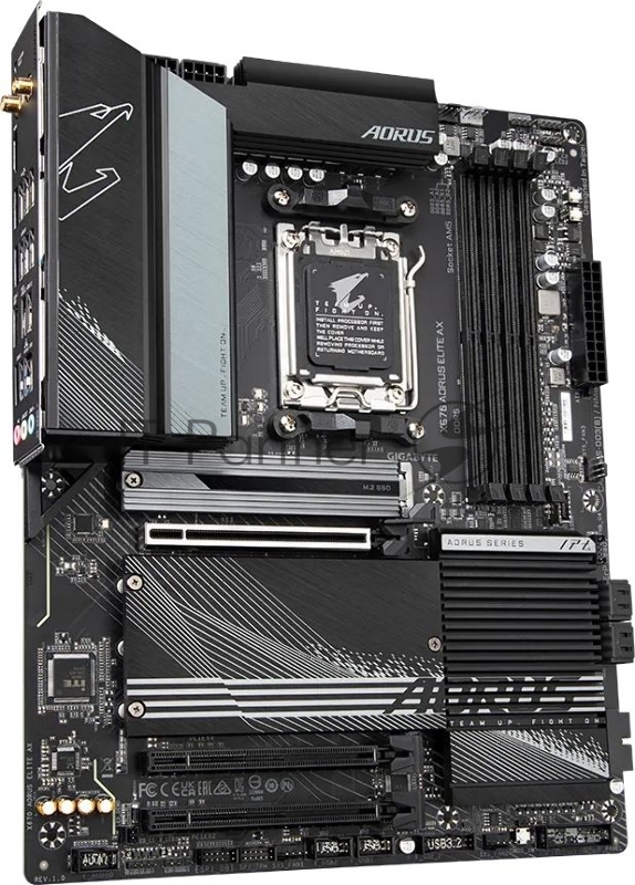 Материнская плата Gigabyte AMD X670 AORUS ELITE AX, Socket AM5, AMD X670, 4xDDR5-5200, HDMI, 3xPCI-Ex16, 4xSATA3(RAID 0/1/10), 2xM.2, 6 Ch Audio, 1x2,5GLan, (4+4)xUSB2.0, (8+4)xUSB3.2, (1+1)xUSB3.2 Type-C™, ATX, RTL {}