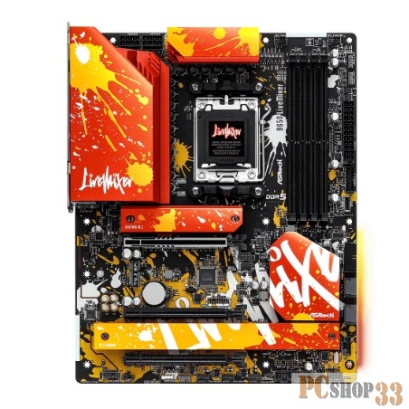 Материнская плата ASRock B650 LiveMixer, Socket AM5, AMD B650, 4xDDR5-5200, HDMI+DP, 3xPCI-Ex16, 2xSATA3(RAID 0/1/10), 3xM.2, 8 Ch Audio, 1x2.5GLan, (8+4)xUSB2.0, (5+4)xUSB3.2, (1+1)xUSB3.2 Type-C™, ATX, RTL, {5}