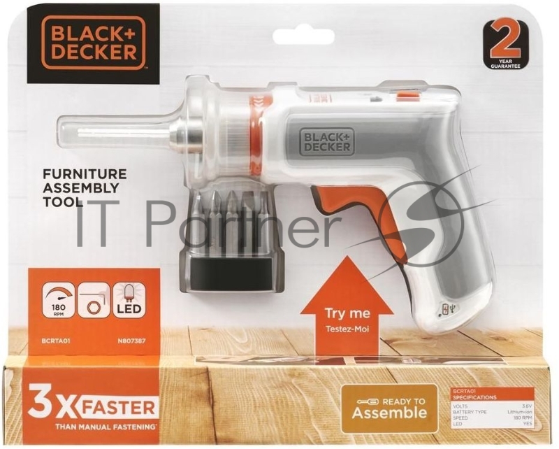 Отвертка аккум. Black+Decker BCRTA01-XJ аккум. патрон:быстрозажимной