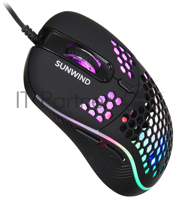 Мышь SunWind SW-M800G черный оптическая (3200dpi) USB для ноутбука (6but)