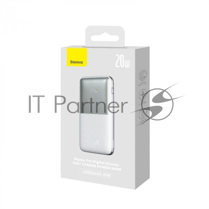 Внешний аккумулятор BASEUS Bipow Pro Overseas Edition 20W Overseas Edition, 3.0A (10000 mAh), белый