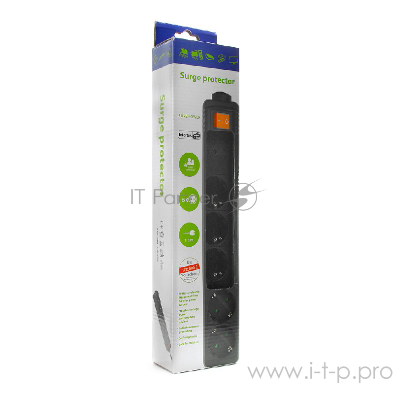 Сетевой фильтр Energenie SPG5-C-5 1.5m.16А черный