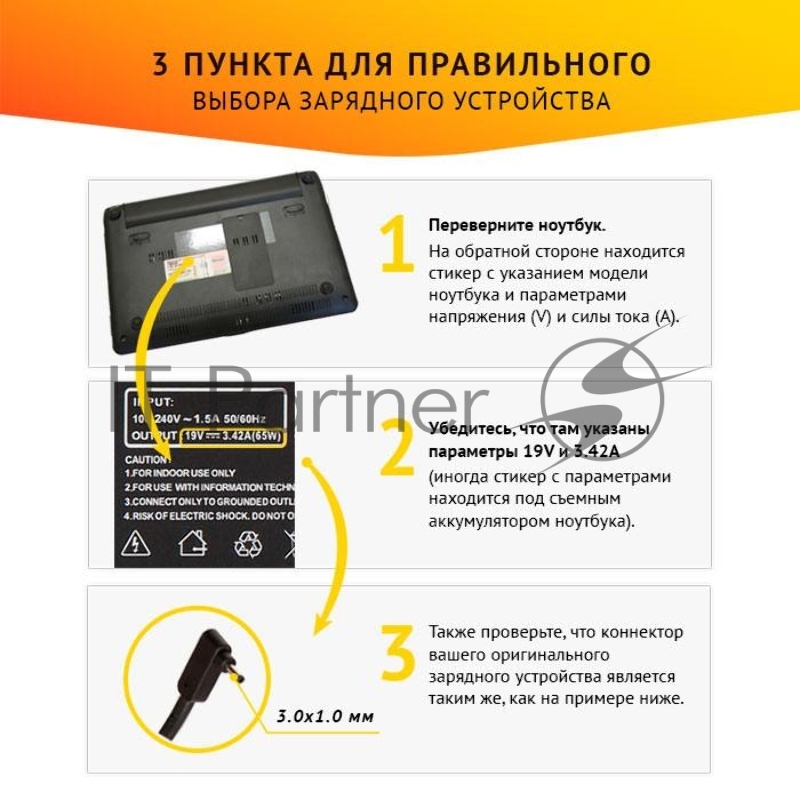 Блок питания для ноутбука Acer Aspire S7, S7-191, S7-391 Ultrabook, планшета Iconia TAB W700, W700P, 19V, 3.42A, 65W с кабелем