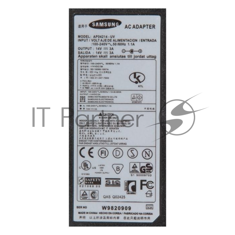Блок питания для монитора LCD Samsung, Dell, Compaq, IBM 3A, 14V, 6.5х4.5 мм