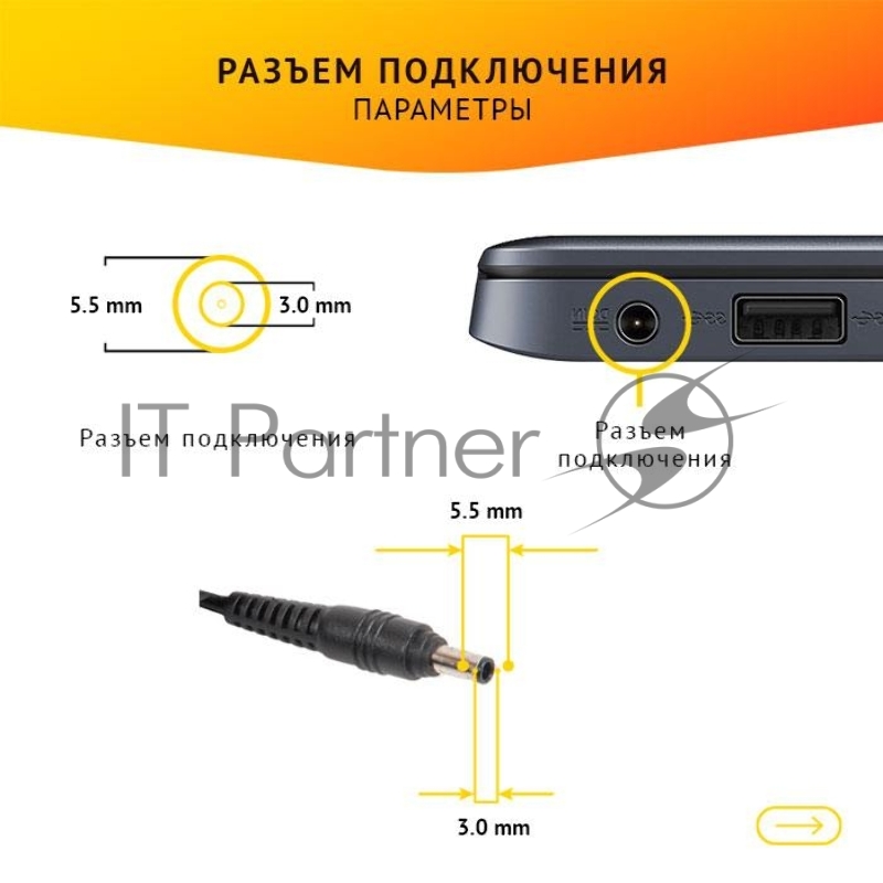 Блок питания для Samsung 19V, 3.16A, 60W, 5.5х3.0 без кабеля OEM